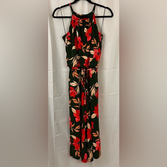 Maggy London -Women's Floral Printed Cropped Jumpsuit with Pockets & Belt 4 NWOT - Picture 5 of 13
